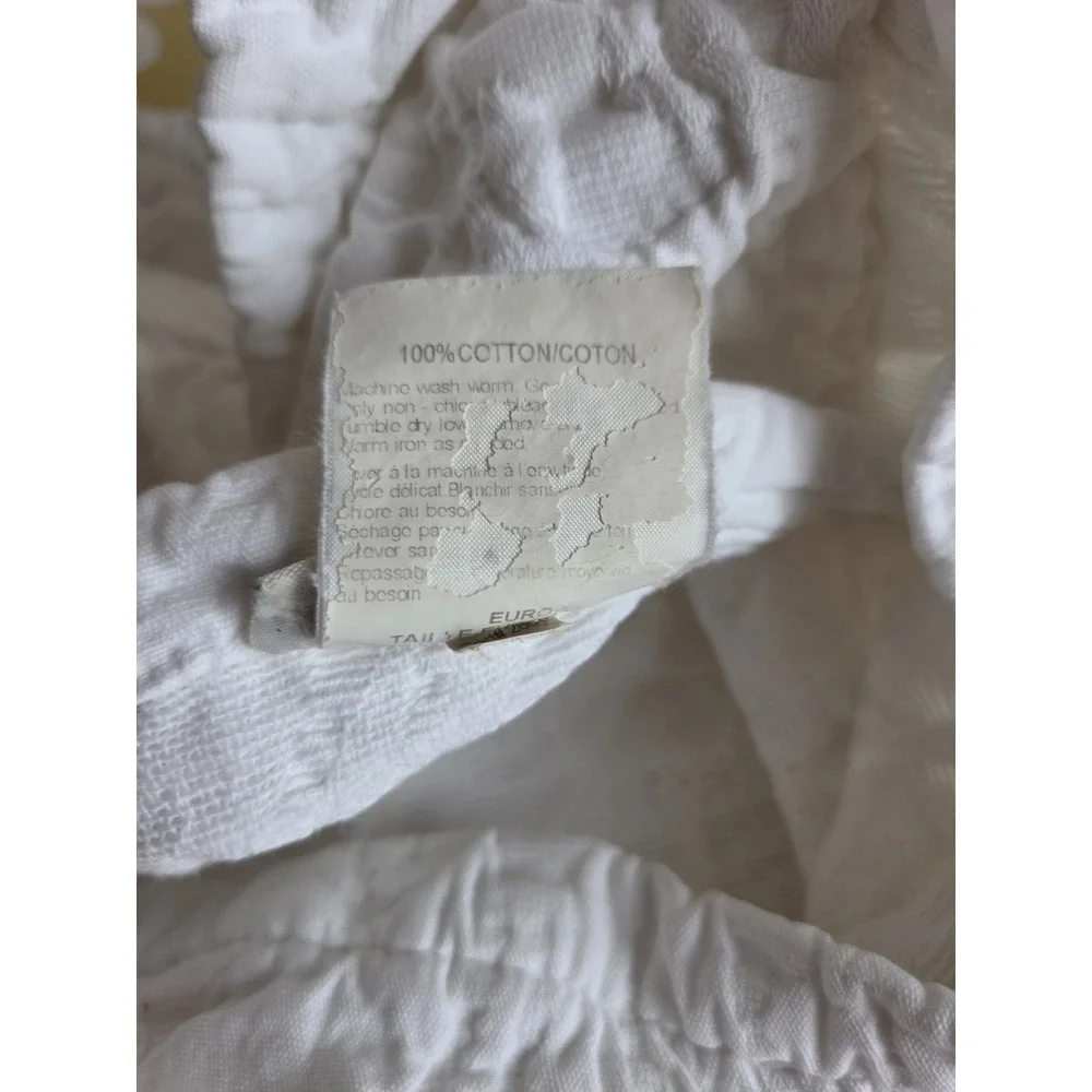 Potterybarn Belgain Flax Linen 1 euro Floral Stitch Quilted sham 26x26